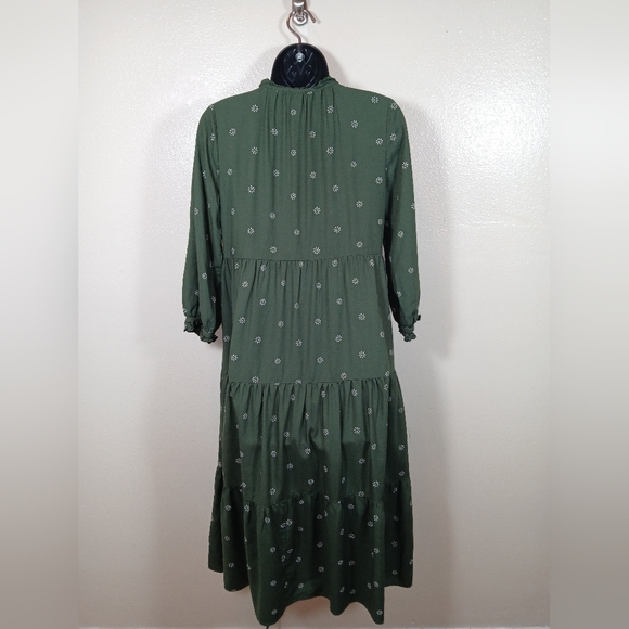 Madewell Tie-Neck Tiered Midi Dress in Stardot XXS - Picture 5 of 13